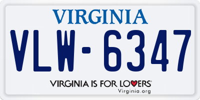 VA license plate VLW6347