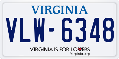 VA license plate VLW6348