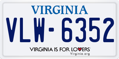 VA license plate VLW6352