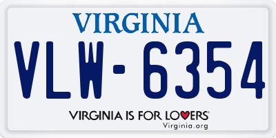 VA license plate VLW6354