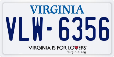 VA license plate VLW6356