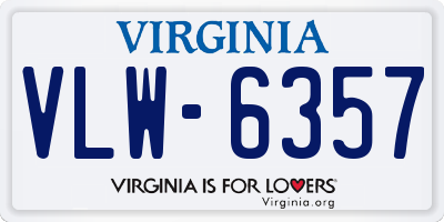 VA license plate VLW6357