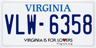 VA license plate VLW6358