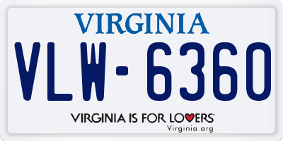 VA license plate VLW6360