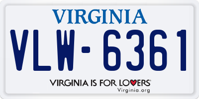 VA license plate VLW6361