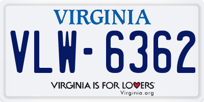 VA license plate VLW6362