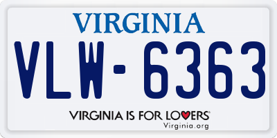 VA license plate VLW6363