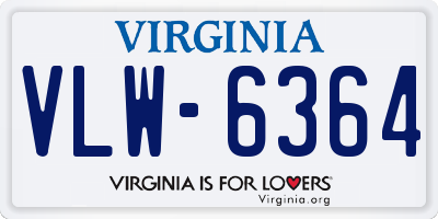 VA license plate VLW6364