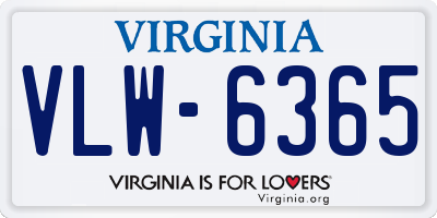 VA license plate VLW6365