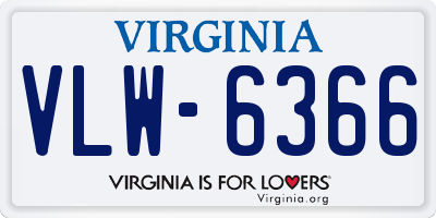 VA license plate VLW6366