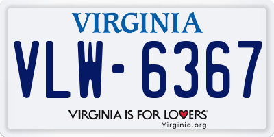 VA license plate VLW6367