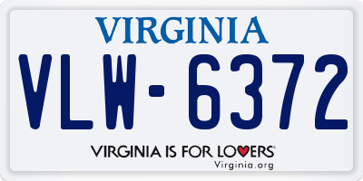 VA license plate VLW6372