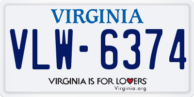 VA license plate VLW6374