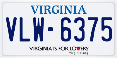 VA license plate VLW6375