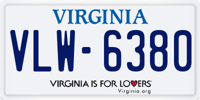 VA license plate VLW6380