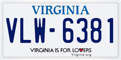 VA license plate VLW6381