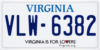 VA license plate VLW6382