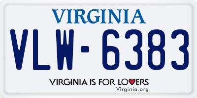 VA license plate VLW6383