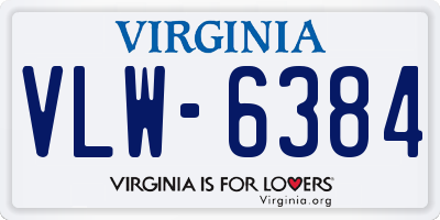 VA license plate VLW6384