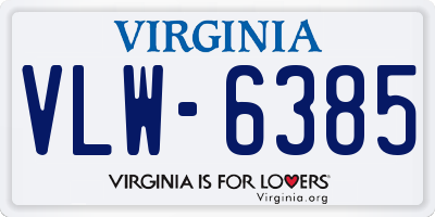 VA license plate VLW6385