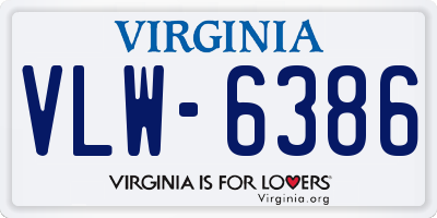 VA license plate VLW6386