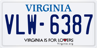 VA license plate VLW6387