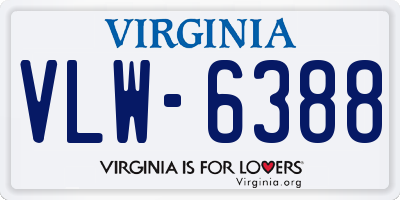 VA license plate VLW6388