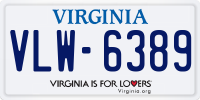 VA license plate VLW6389