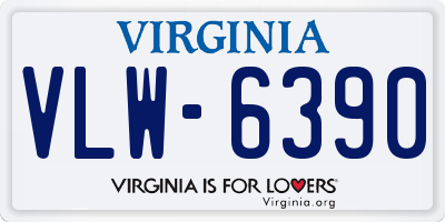 VA license plate VLW6390