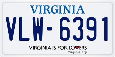 VA license plate VLW6391