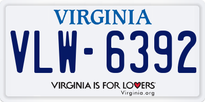 VA license plate VLW6392