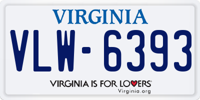 VA license plate VLW6393