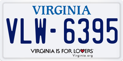 VA license plate VLW6395