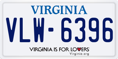 VA license plate VLW6396