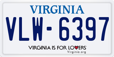 VA license plate VLW6397