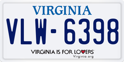 VA license plate VLW6398