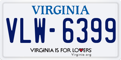 VA license plate VLW6399