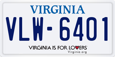 VA license plate VLW6401