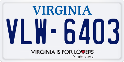 VA license plate VLW6403