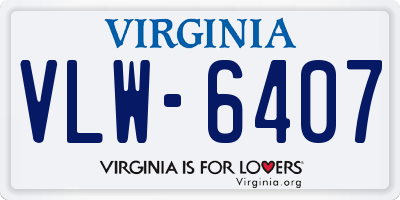 VA license plate VLW6407