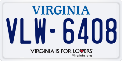 VA license plate VLW6408