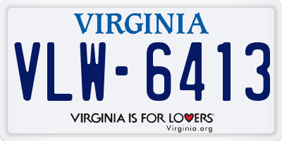 VA license plate VLW6413