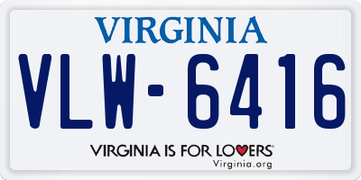 VA license plate VLW6416