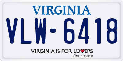 VA license plate VLW6418