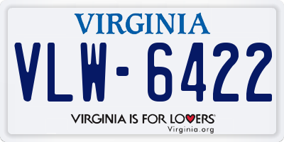 VA license plate VLW6422