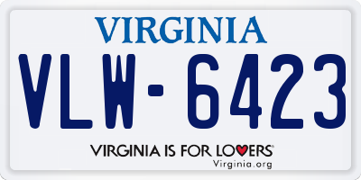 VA license plate VLW6423