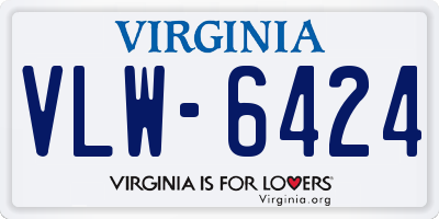 VA license plate VLW6424