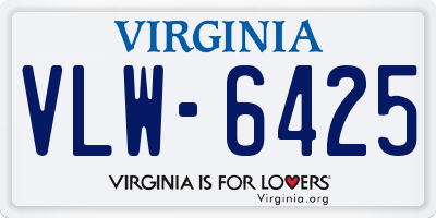 VA license plate VLW6425