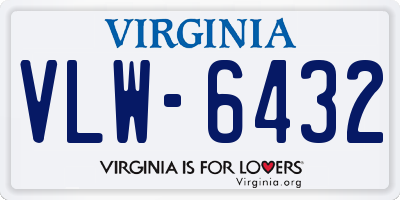 VA license plate VLW6432