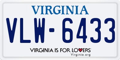 VA license plate VLW6433